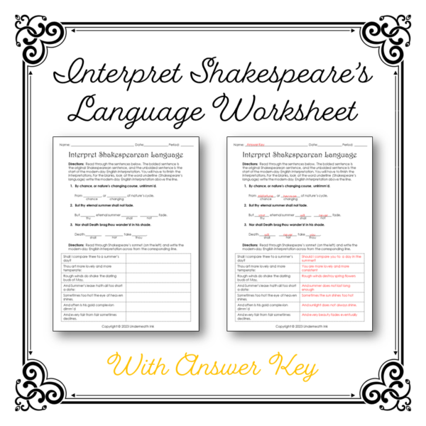 Shakespeare's Language: Lesson, Activity, & Worksheet (with Answer Key) - Image 4