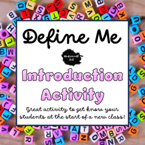 Define Me: Back to School Intro Activity